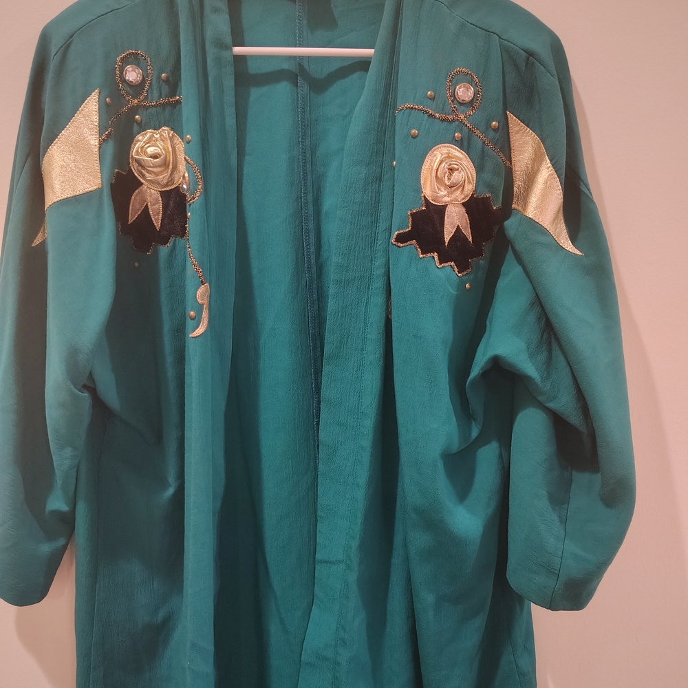 Elegant Teal Jumpsuit with Gold Accents